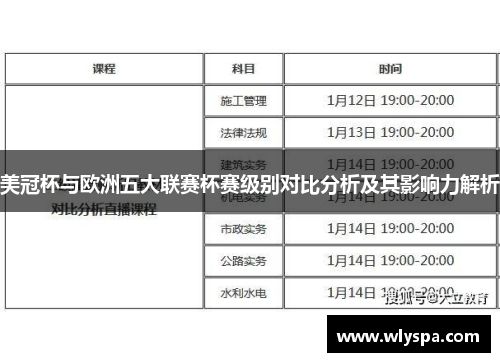 美冠杯与欧洲五大联赛杯赛级别对比分析及其影响力解析